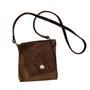 Western Cowgirl Boho Crossbody Bag Leather Purse Buffalo Brown